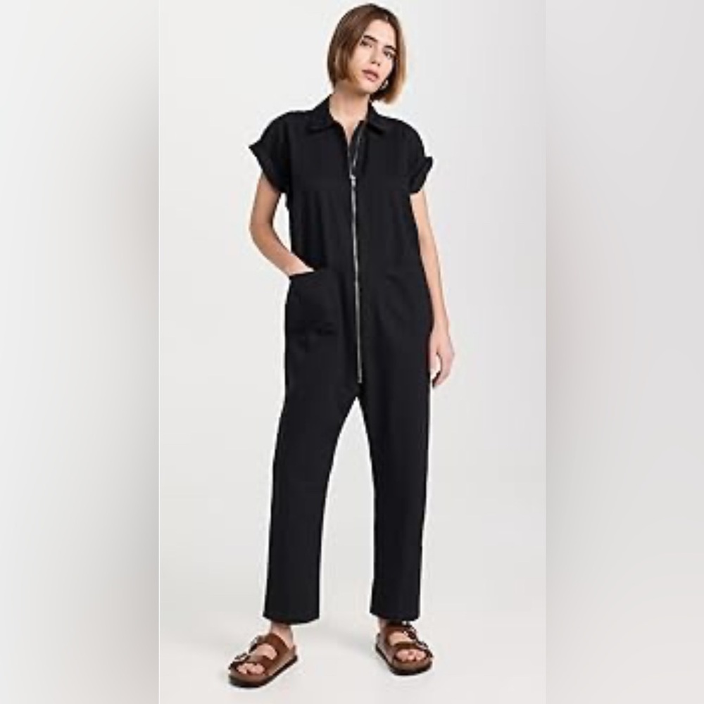 Rachel Comey Black Short-Sleeve Zip-Front Jumpsuit
